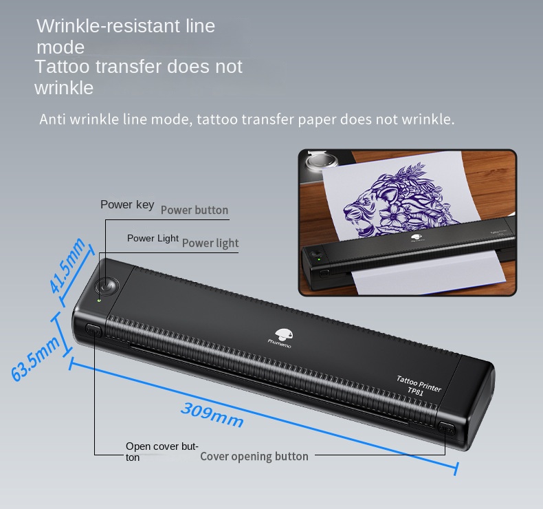 TP81 Pro Tattoo Printer - High-Precision Thermal Inkless Technology for Artistic Tattoo Transfers_voghion.com