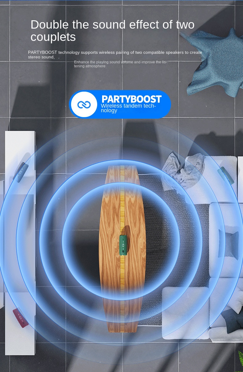 Haut-parleur Bluetooth portable - Basses puissantes de 30 W, Harman DSP, étanche, Bluetooth, chargement Type-C, prise en charge de la carte TF, couplage PartyBoost_voghion.com