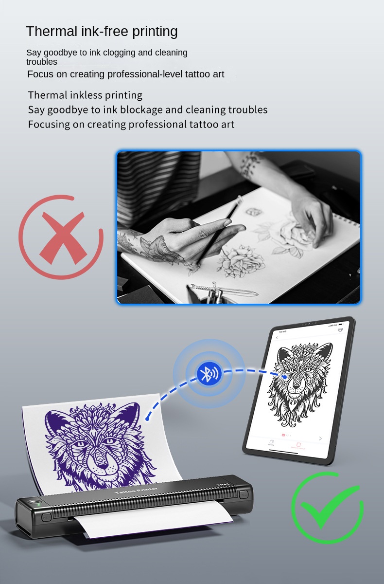TP81 Pro Tattoo Printer - High-Precision Thermal Inkless Technology for Artistic Tattoo Transfers_voghion.com