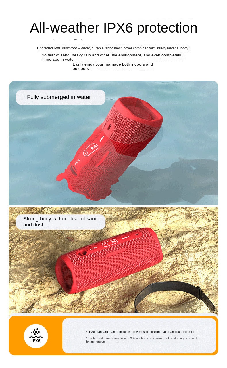 Haut-parleur Bluetooth portable - Basses puissantes de 30 W, Harman DSP, étanche, Bluetooth, chargement Type-C, prise en charge de la carte TF, couplage PartyBoost_voghion.com