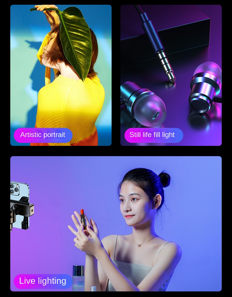 Kreativní RGB LED kapesní světlo – profesionální osvětlení pro fotografování a video s více než 3600 barvami a přenosným designem_voghion.com